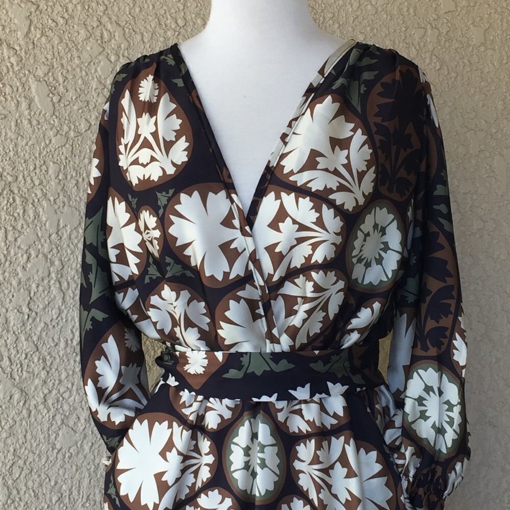 Melissa Masse Maxi Long Sleeve Wrap‎ Dress Small